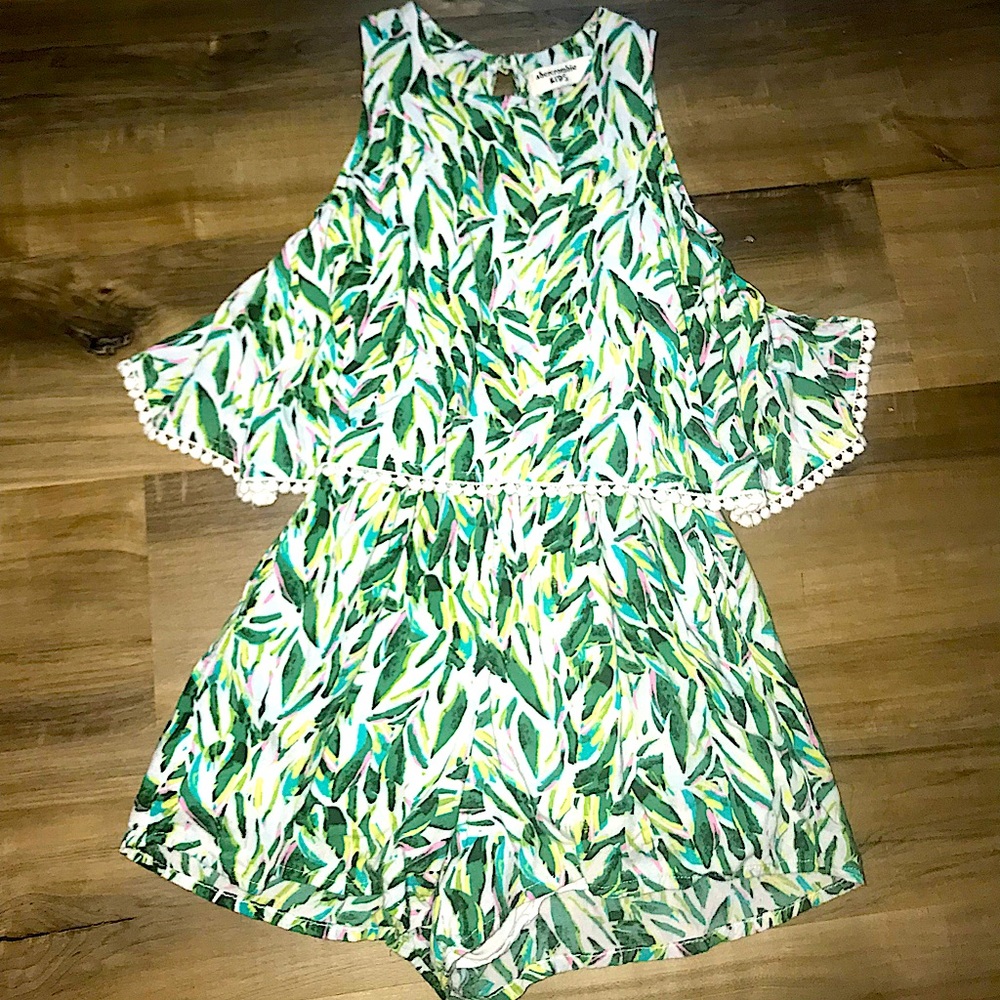 5/$25 Abercrombie Girls Romper • Sleeveless • Green White • Pockets Boho